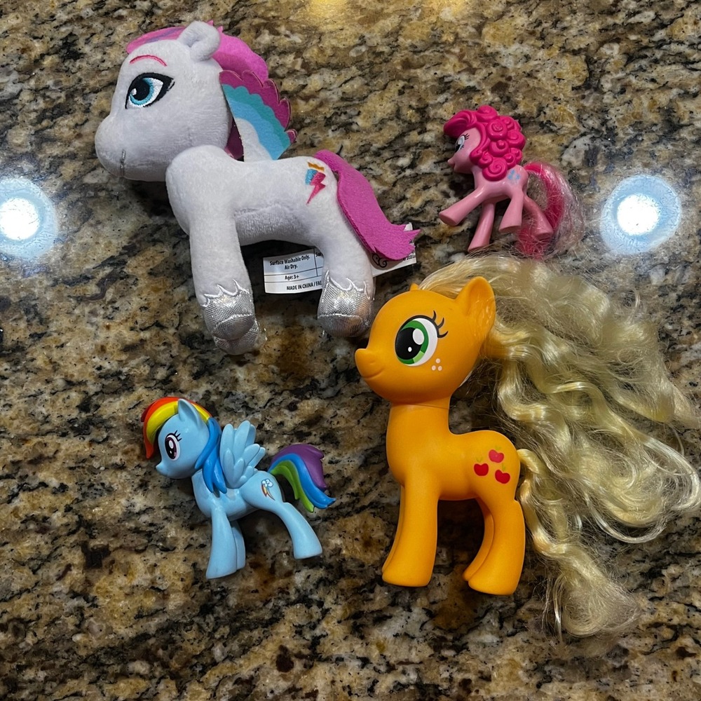 My Little Pony Lot of 4 Applejack Zipp Storm Rainbow Dash Pinkie Pie Hasbro Toys
